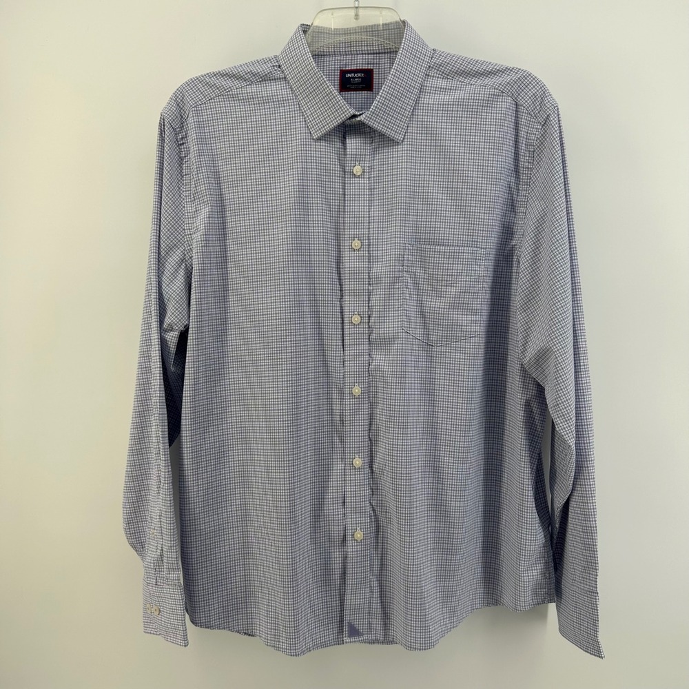 UNTUCKit Rogers Performance Relaxed Fit Shirt Mens XL Button Up Plaid Long Sl.